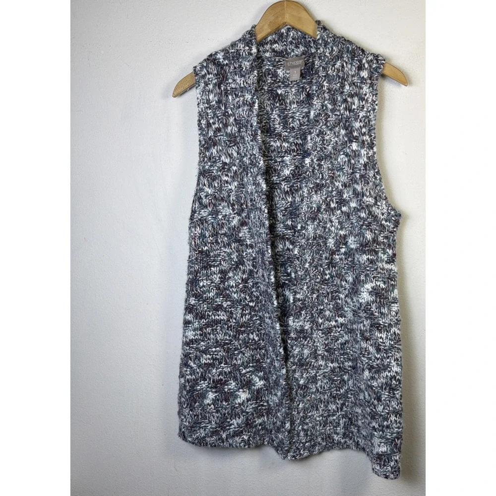 Chico's 1 Women's medium 10 Cardigan vest Sweaters Sleeveless Tops bohemian - Picture 5 of 12